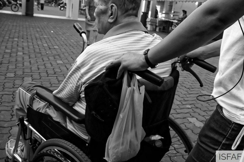 wheelchair, elderly, man