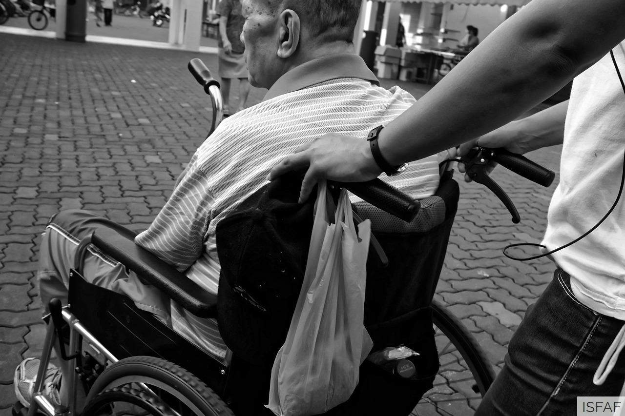wheelchair, elderly, man